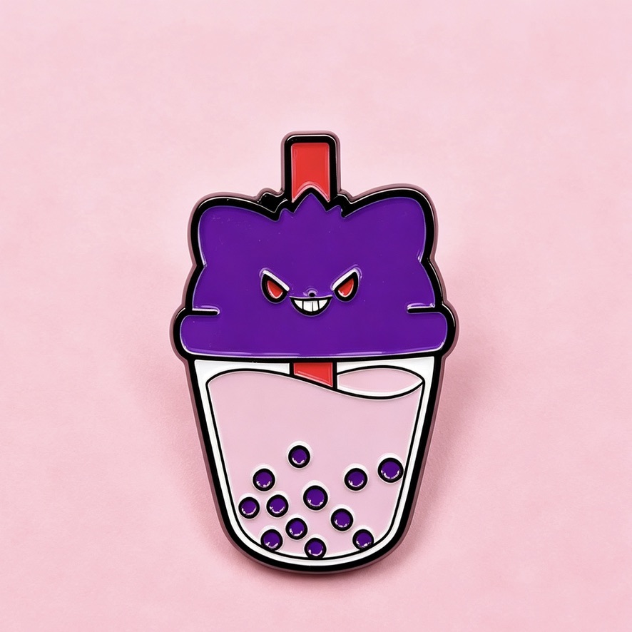 Enamel Pin - Boba Series - Eevee, Clefairy, Pikachu, Gengar, Bulbasaur, Snorlax - Image 3