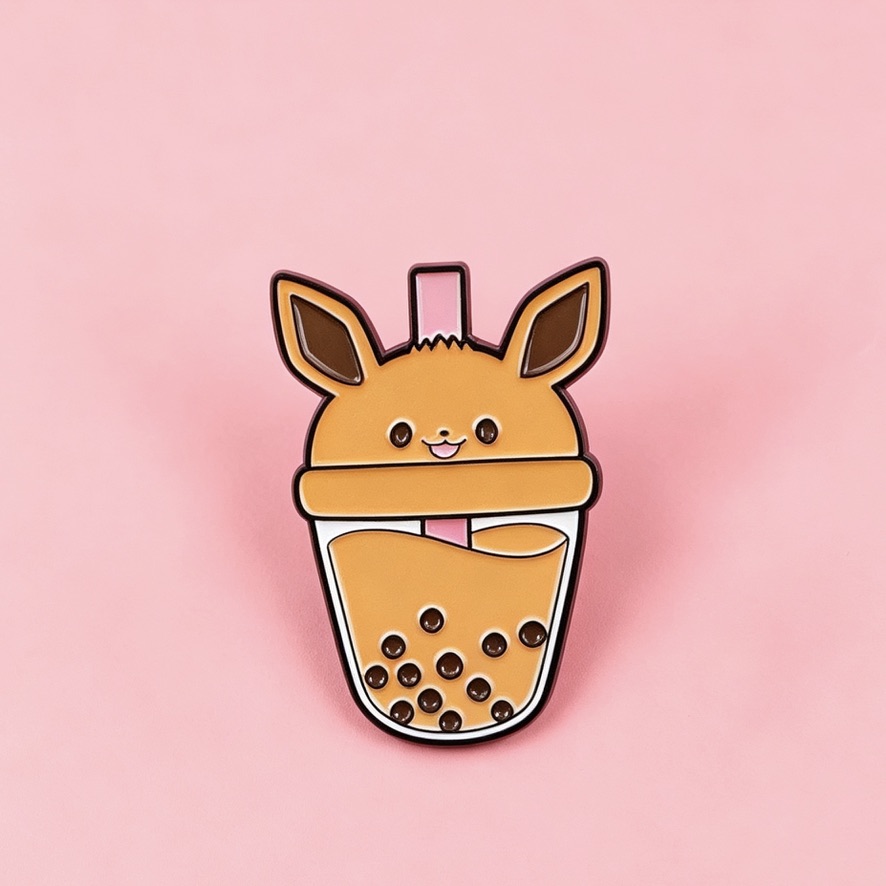 Enamel Pin - Boba Series - Eevee, Clefairy, Pikachu, Gengar, Bulbasaur, Snorlax - Image 2