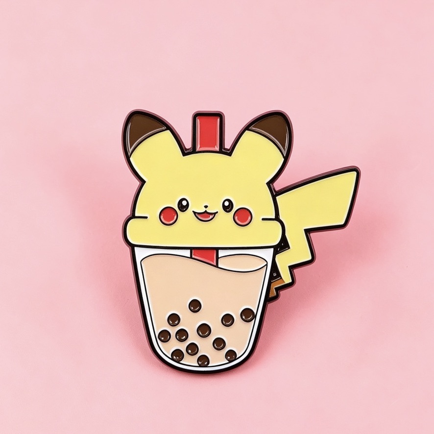 Enamel Pin - Boba Series - Eevee, Clefairy, Pikachu, Gengar, Bulbasaur, Snorlax - Image 4