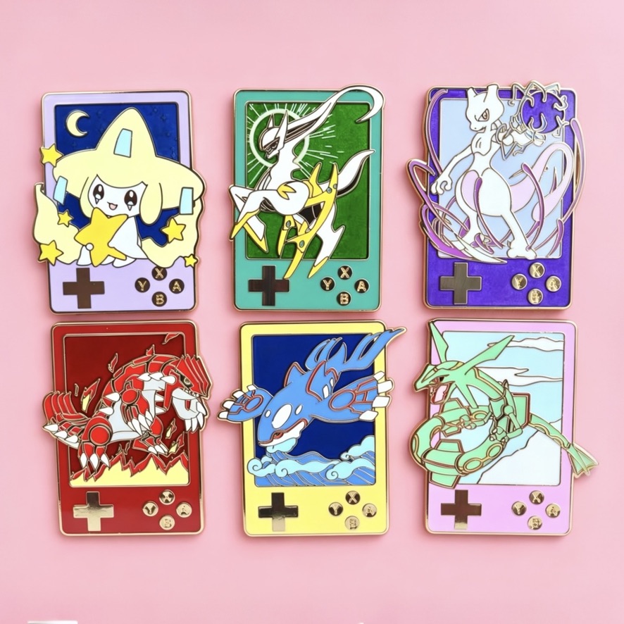 Enamel Pin - Game Boy Jirachi, Mewtwo, Kyogre, Groudon, Rayquaza, Arceus