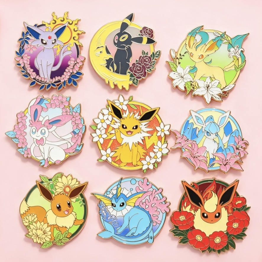 Eevee Enamel Pin - Floral Wreath Series