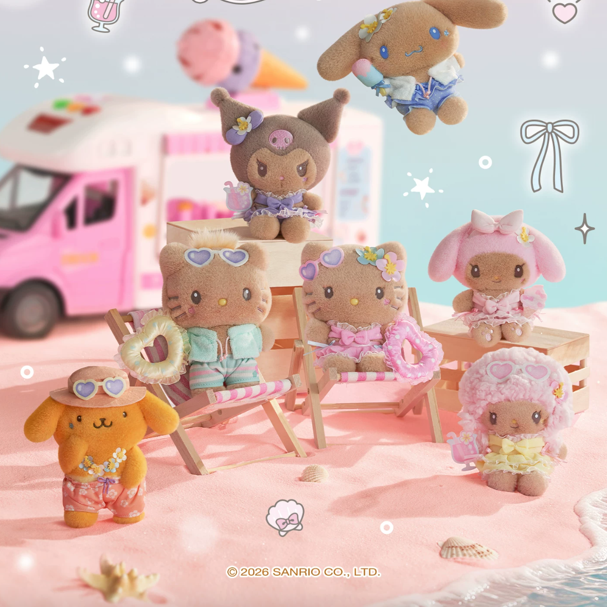 Sanrio Summer Vibes Series Bag Charm Keychain Pendant