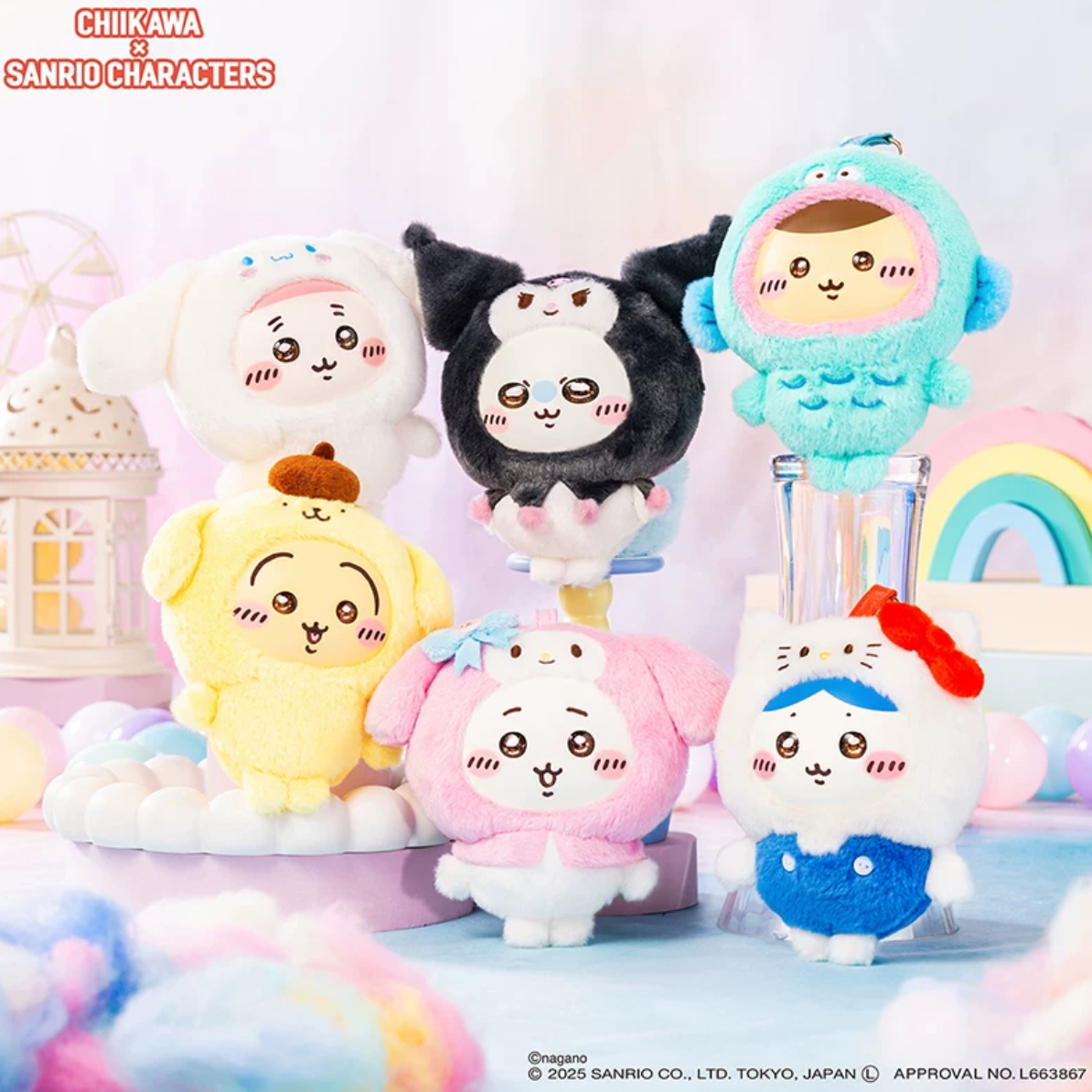 MINISO Chiikawa × Sanrio Collab Vinyl‑Plush Pendant/Keychain