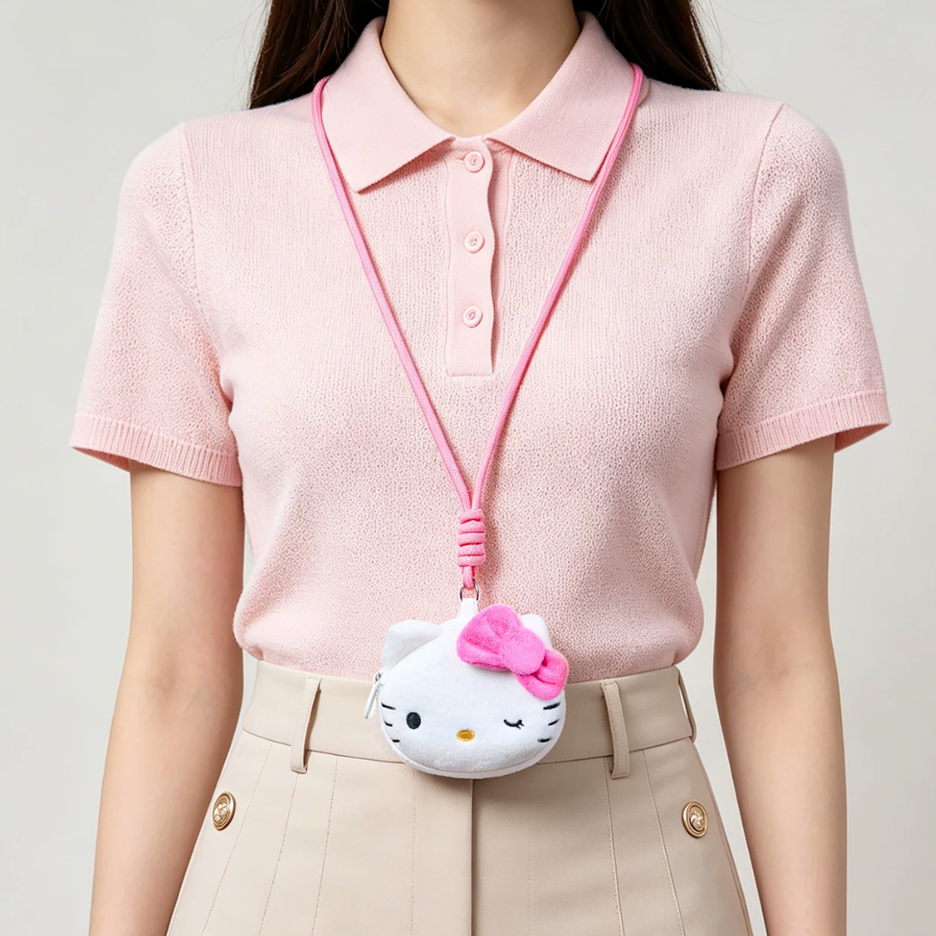 MINISO Sanrio Hello‑Kitty Neck‑Hanging Purse, Cute Lanyard Mini Storage Pouch - Image 2