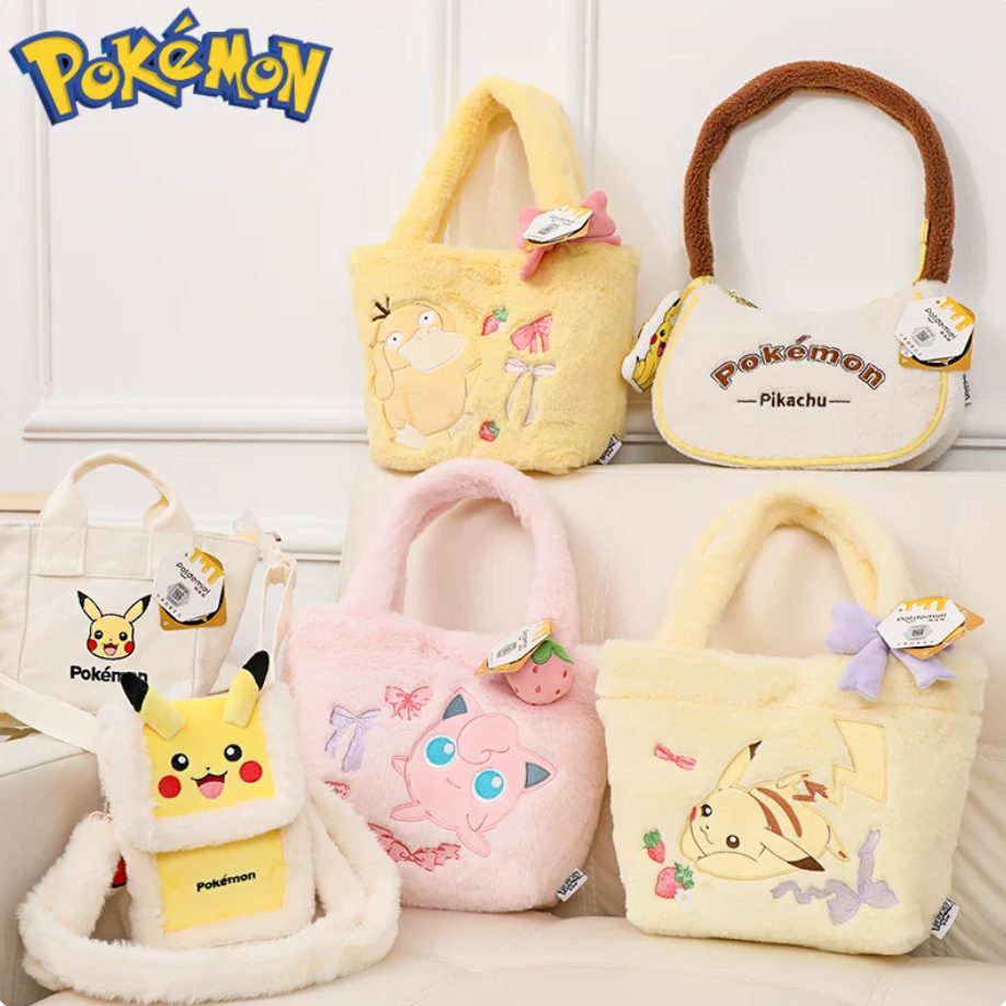 POTDEMIEL Pokémon Plush Hand Bag - Jigglypuff, Pikachu, Psyduck