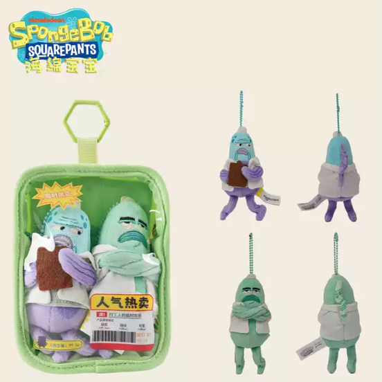 Potdemiel SpongeBob SquarePants Bikini Bottom Background Fish Clear Window Display Pendant with Plush Figures - Image 9