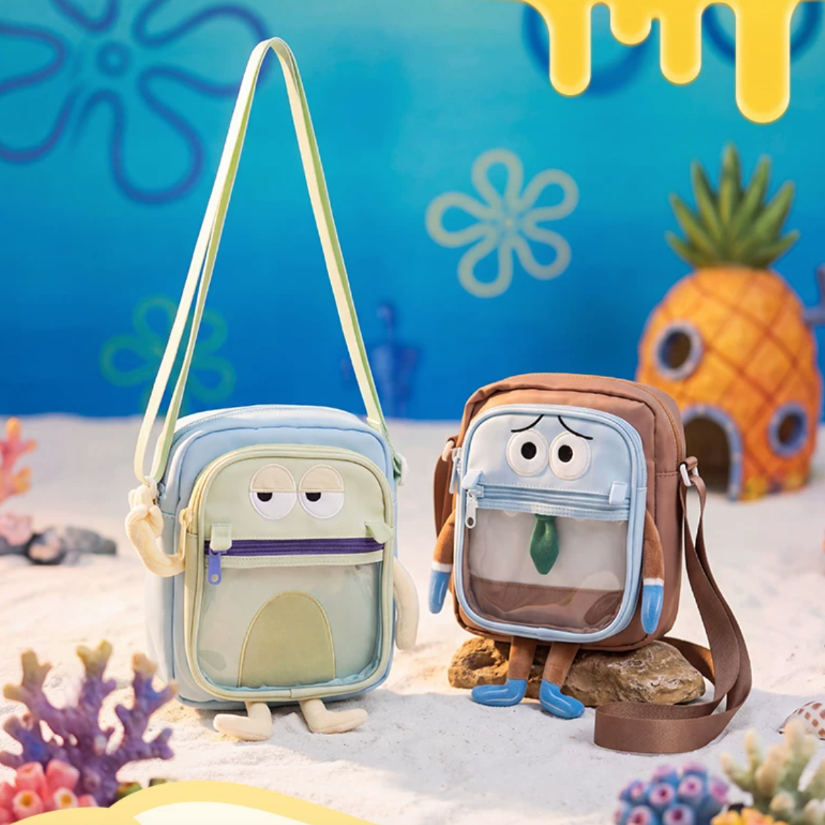 Potdemiel SpongeBob SquarePants Bikini Bottom Background Fish Cross‑body Ita‑Bag
